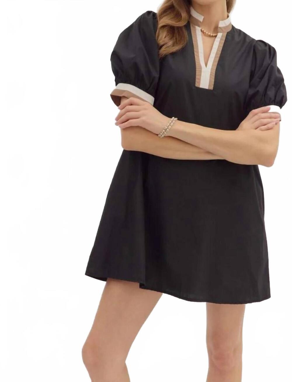 NEW ENTRO russo mini dress in black/ brown